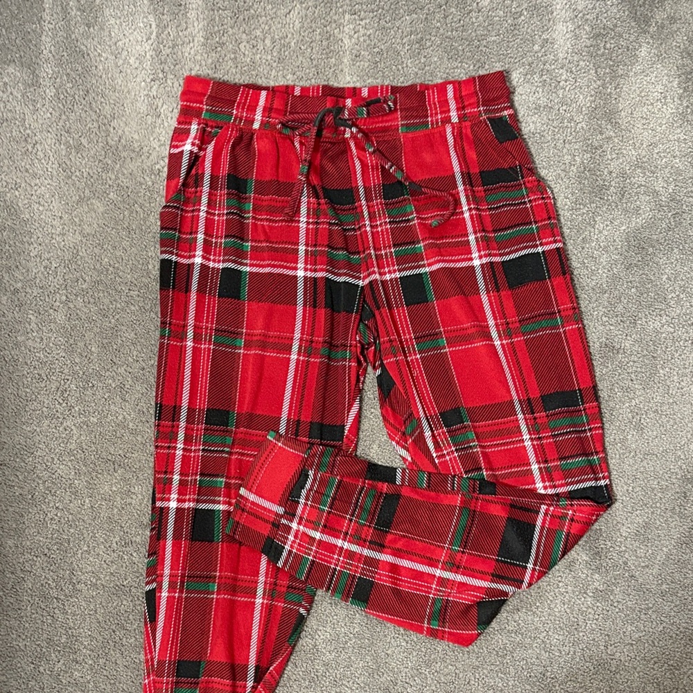Red Plaid Jogger Pants - Women